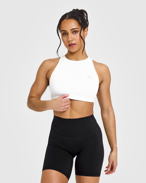 Oner Modal EasyLiftâ„¢ High Neck Sports Bra | White