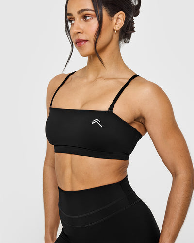 EasyLiftâ„¢ Multi Way Bandeau Bralette with White Logo | Black