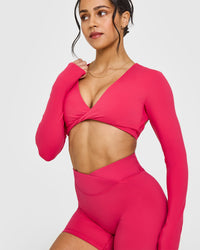 Unified Twist Front Long Sleeve Crop Top | Berry Bloom