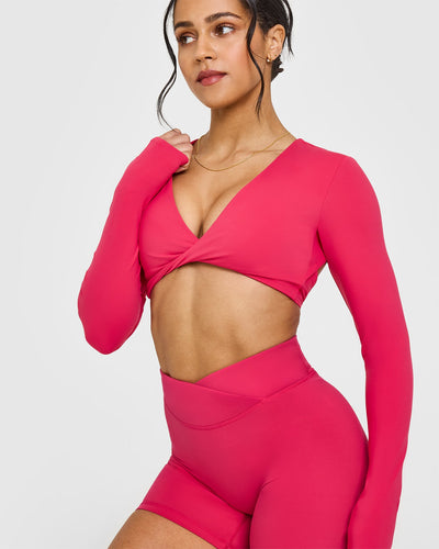 Unified Twist Front Long Sleeve Crop Top | Berry Bloom