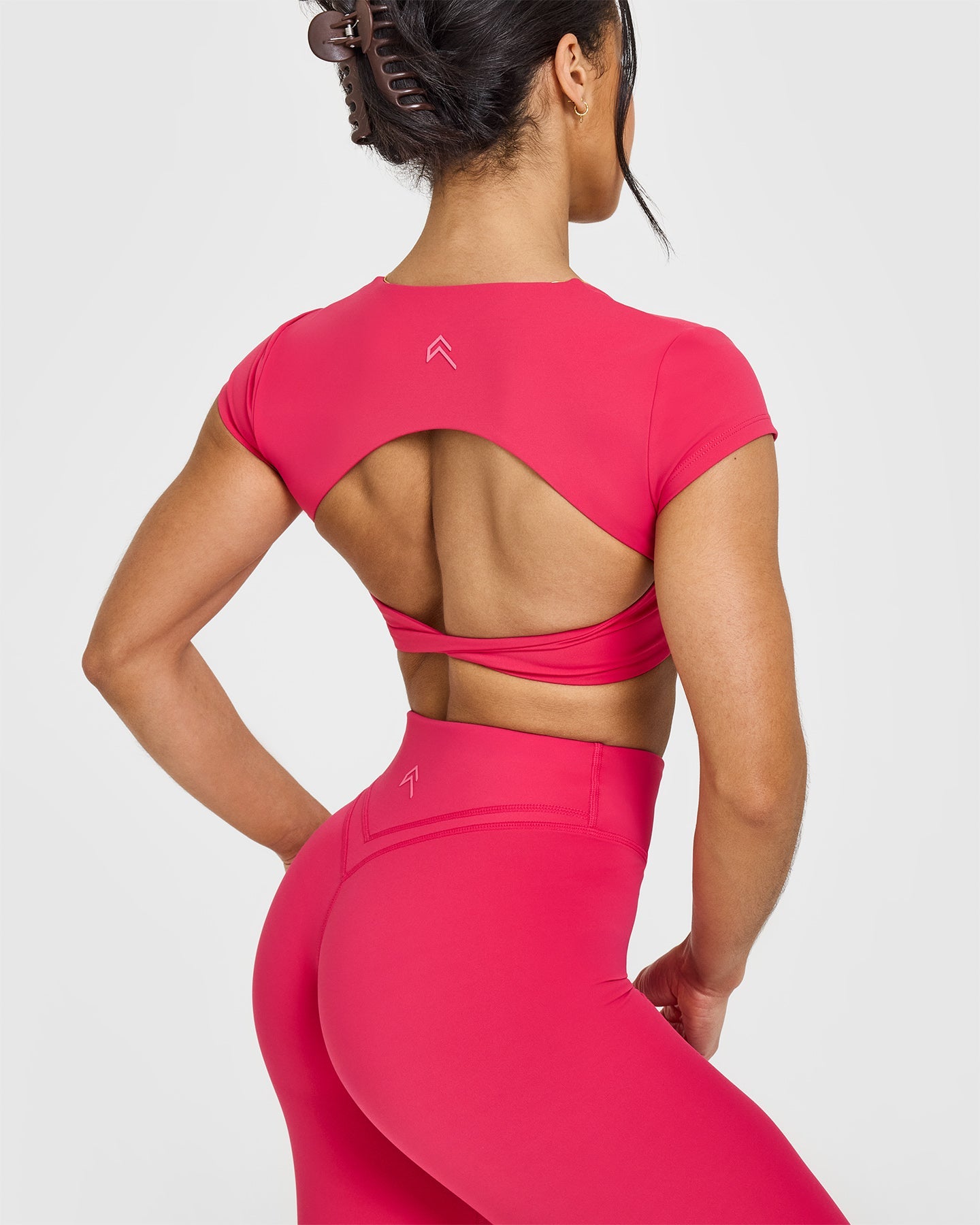 Unified Twist Front Short Sleeve Crop Top | Berry Bloom