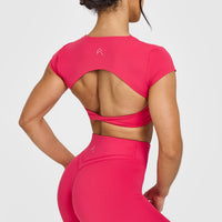 Unified Twist Front Short Sleeve Crop Top | Berry Bloom