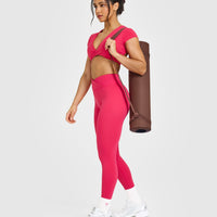 Unified Twist Front Short Sleeve Crop Top | Berry Bloom