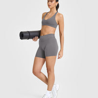 SoftMotionâ„¢ Bralette with White Logo | Ash Grey