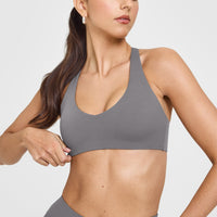 SoftMotionâ„¢ Bralette with White Logo | Ash Grey