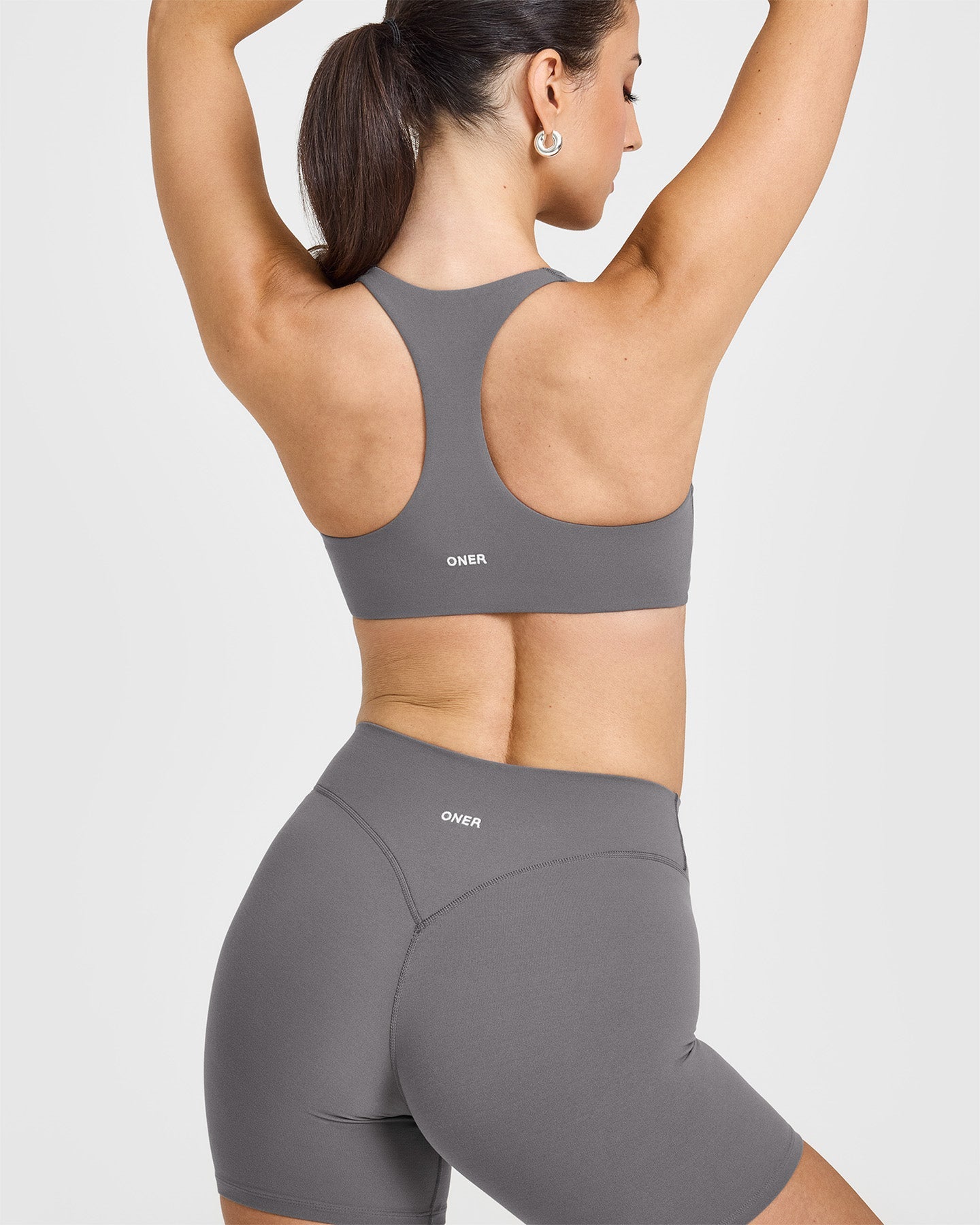 SoftMotionâ„¢ Bralette with White Logo | Ash Grey