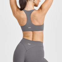 SoftMotionâ„¢ Bralette with White Logo | Ash Grey