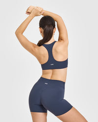 SoftMotionâ„¢ Bralette with White Logo | True Blue