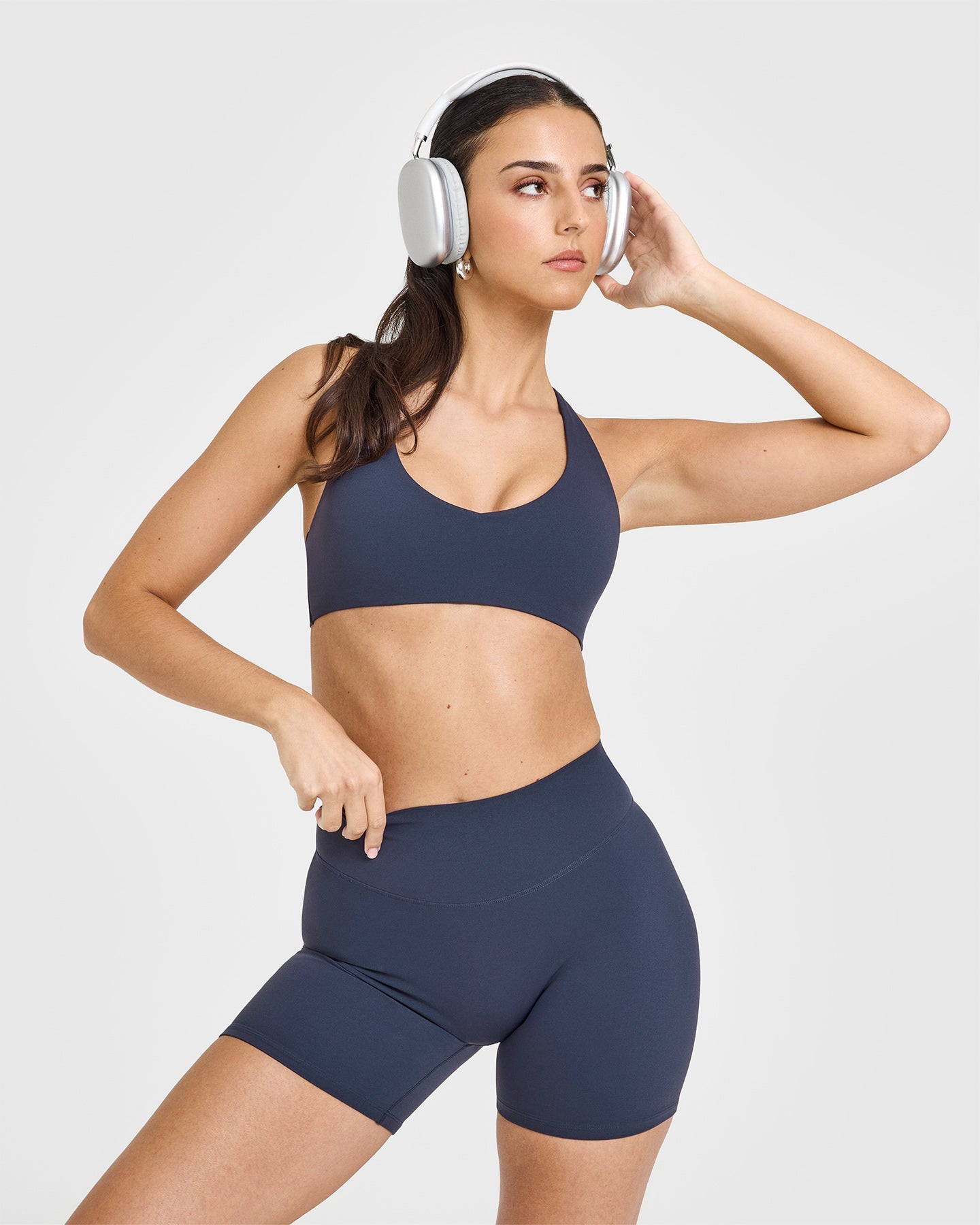 SoftMotionâ„¢ Bralette with White Logo | True Blue