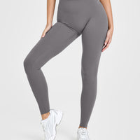 SoftMotionâ„¢ Leggings with White Logo | Ash Grey