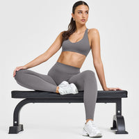 SoftMotionâ„¢ Leggings with White Logo | Ash Grey