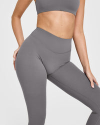 SoftMotionâ„¢ Leggings with White Logo | Ash Grey