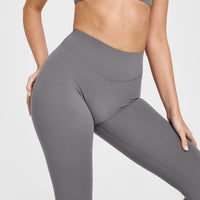 SoftMotionâ„¢ Leggings with White Logo | Ash Grey