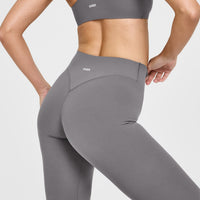 SoftMotionâ„¢ Leggings with White Logo | Ash Grey