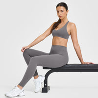 SoftMotionâ„¢ Leggings with White Logo | Ash Grey