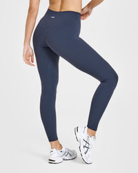 SoftMotionâ„¢ Leggings with White Logo | True Blue