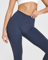 SoftMotionâ„¢ Leggings with White Logo | True Blue