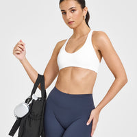 SoftMotionâ„¢ Leggings with White Logo | True Blue