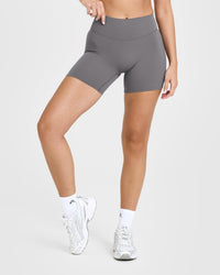 SoftMotionâ„¢ Shorts 6" with White Logo | Ash Grey