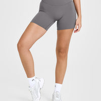 SoftMotionâ„¢ Shorts 6" with White Logo | Ash Grey