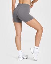 SoftMotionâ„¢ Shorts 6" with White Logo | Ash Grey