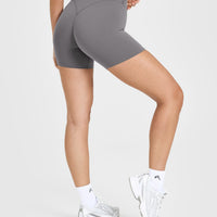 SoftMotionâ„¢ Shorts 6" with White Logo | Ash Grey