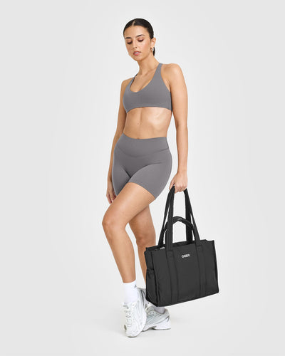 SoftMotionâ„¢ Shorts 6" with White Logo | Ash Grey