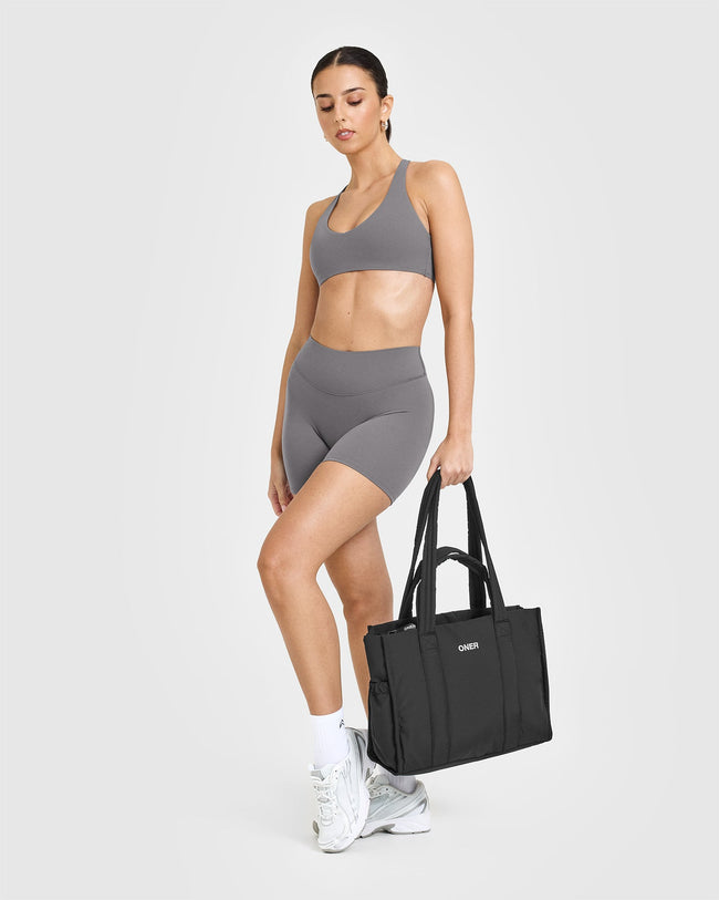 SoftMotionâ„¢ Shorts 6" with White Logo | Ash Grey