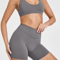 SoftMotionâ„¢ Shorts 6" with White Logo | Ash Grey