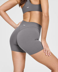 SoftMotionâ„¢ Shorts 6" with White Logo | Ash Grey