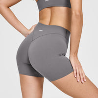 SoftMotionâ„¢ Shorts 6" with White Logo | Ash Grey