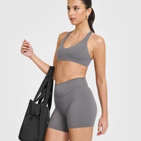 SoftMotionâ„¢ Shorts 6" with White Logo | Ash Grey