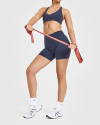 SoftMotionâ„¢ Shorts 6" with White Logo | True Blue