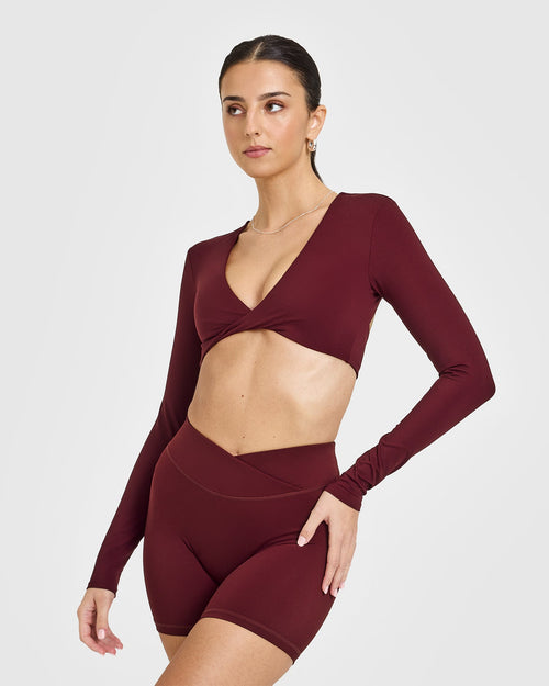 Oner Modal Unified Twist Front Long Sleeve Crop Top | Rosewood