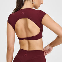 Unified Twist Front Short Sleeve Crop Top | Rosewood