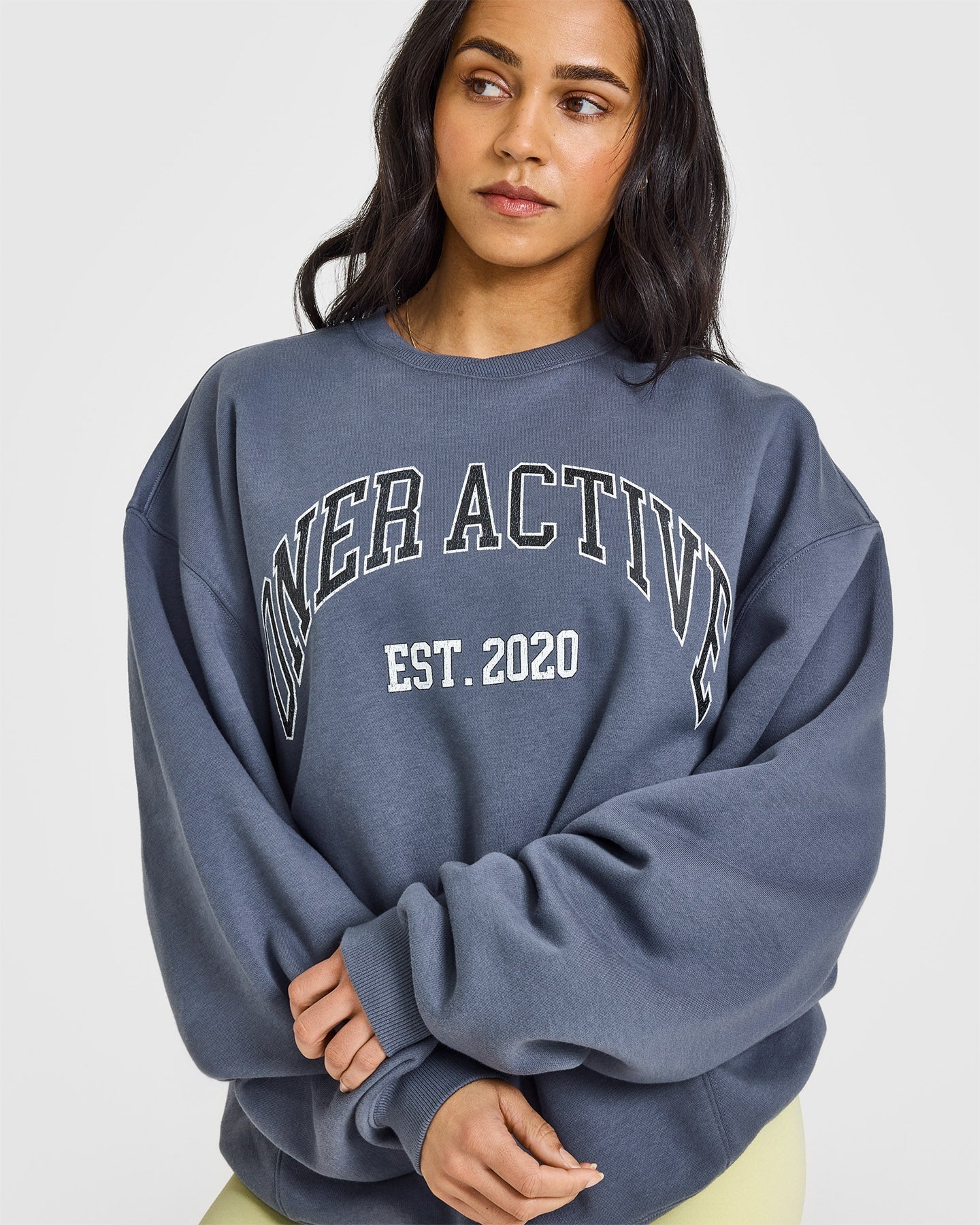 Foundations Oversized Sweatshirt With Large Printed Graphic | Granite Blue
