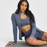 SoftMotion™ Jacket with White Logo | Granite Blue