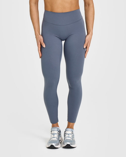 Oner Modal SoftMotionâ„¢ Leggings with White Logo | Granite Blue