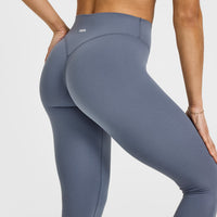 SoftMotionâ„¢ Leggings with White Logo | Granite Blue