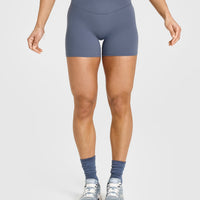 SoftMotionâ„¢ Shorts 6" with White Logo | Granite Blue