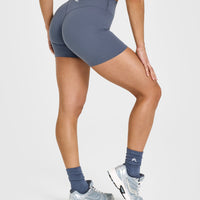 SoftMotionâ„¢ Shorts 6" with White Logo | Granite Blue