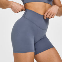 SoftMotionâ„¢ Shorts 6" with White Logo | Granite Blue