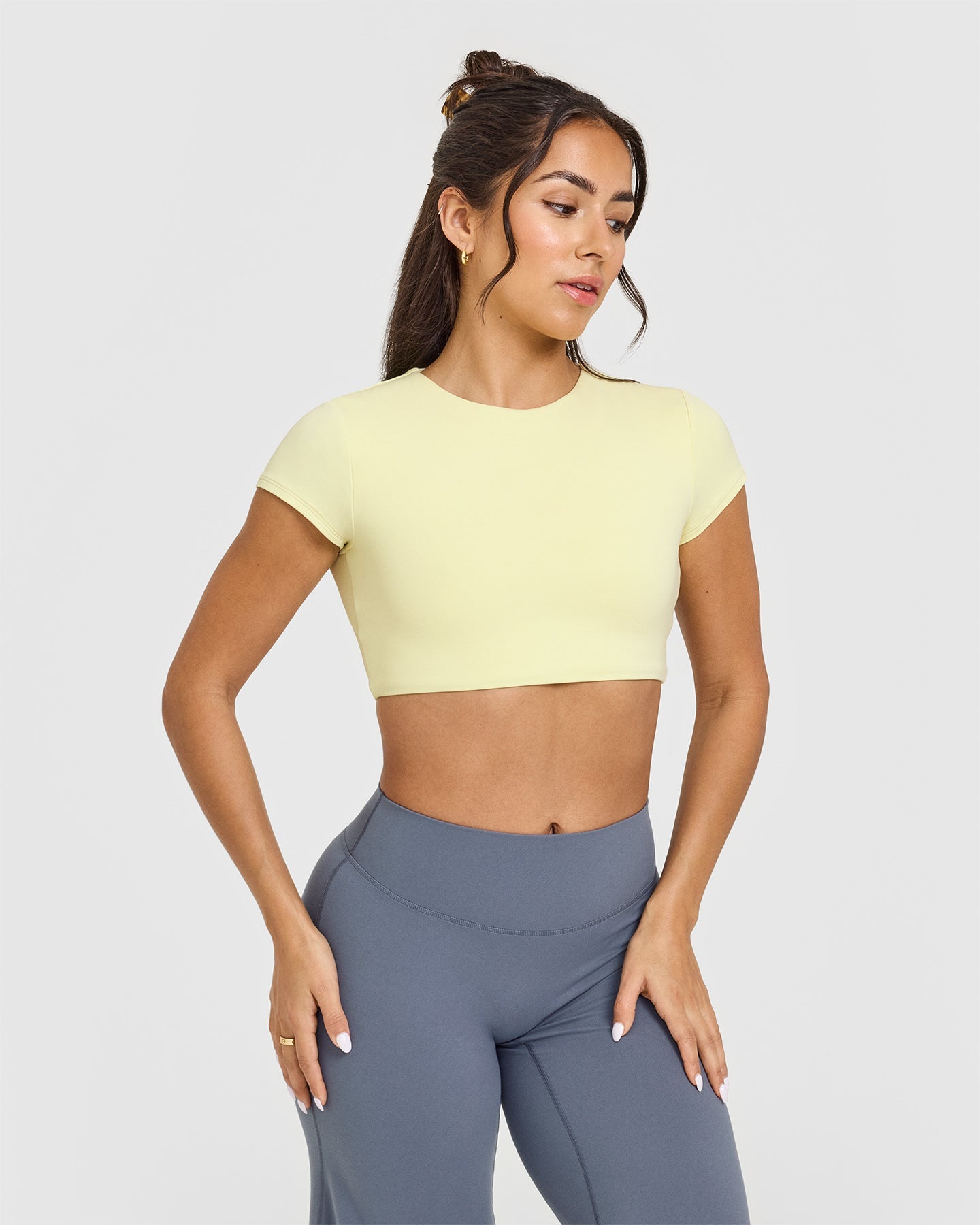 SoftMotionâ„¢ Short Sleeve Crop Top | Pastel Yellow