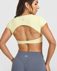 SoftMotionâ„¢ Short Sleeve Crop Top | Pastel Yellow
