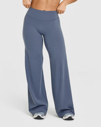 SoftMotionâ„¢ Straight Leg Bottoms with White Logo | Granite Blue