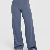SoftMotionâ„¢ Straight Leg Bottoms with White Logo | Granite Blue