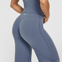 SoftMotionâ„¢ Straight Leg Bottoms with White Logo | Granite Blue