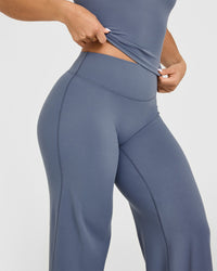 SoftMotionâ„¢ Straight Leg Bottoms with White Logo | Granite Blue