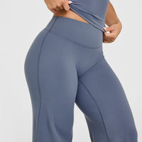 SoftMotionâ„¢ Straight Leg Bottoms with White Logo | Granite Blue