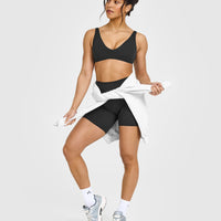 SoftMotionâ„¢ Scoop Back Bralette with White Logo | Soft Black